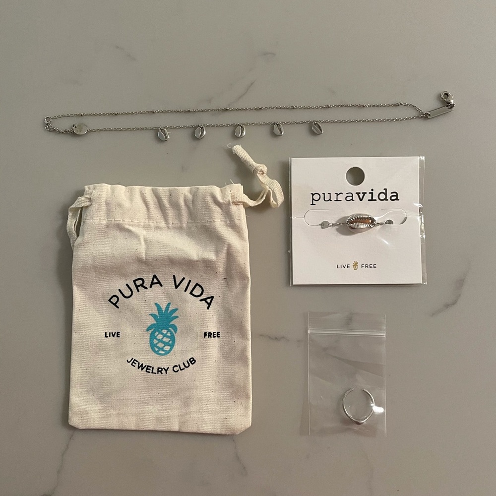 Silver Pura Vida jewelry set